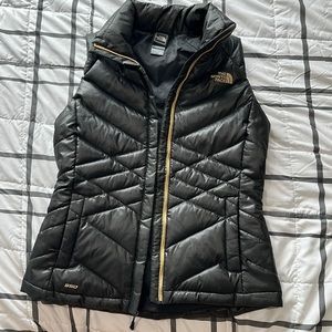 Women’s North Face Puffer Vest Black with Gold Accents